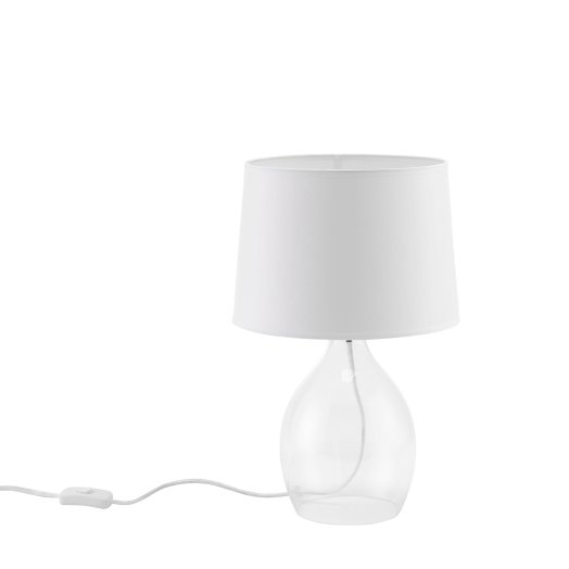 JAR ASZTALI LÁMPA E14 40W FEHÉR D:26CM H:40CM ÜVEG L.TEST TEXTIL