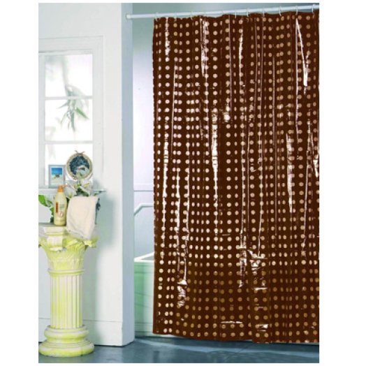 ZUHANYFÜGGÖNY PVC, 180X200 CM       BROWN ROUNDS, KARIKÁVAL