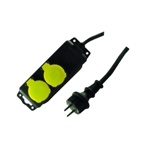 KÜLTÉRI ELOSZTÓ 2-ES 1,4M IP44      H07RNF 3G1,5MM2 SÁRGA/FEKET(259217)