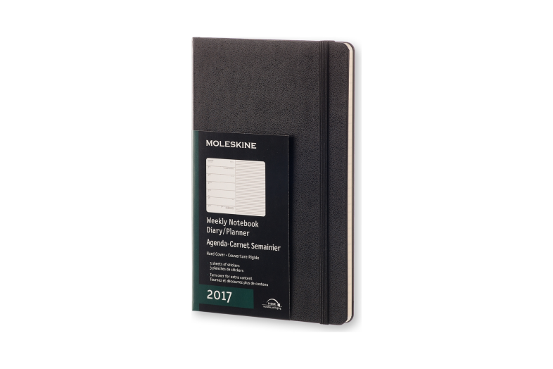 Moleskine 12havi határidőnapló Large heti keményfed. fekete