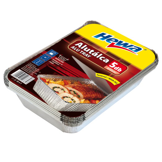 HEWA ALUTÁLCA 850CM3 5DB + FEDÉL TÉGLALAP FORMA