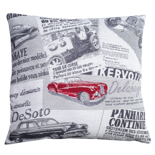 DÍSZPÁRNA 45X45CM SILVERSTONE AUTÓS 45%PES 55%PAMUT SZÜRKE, PIROS