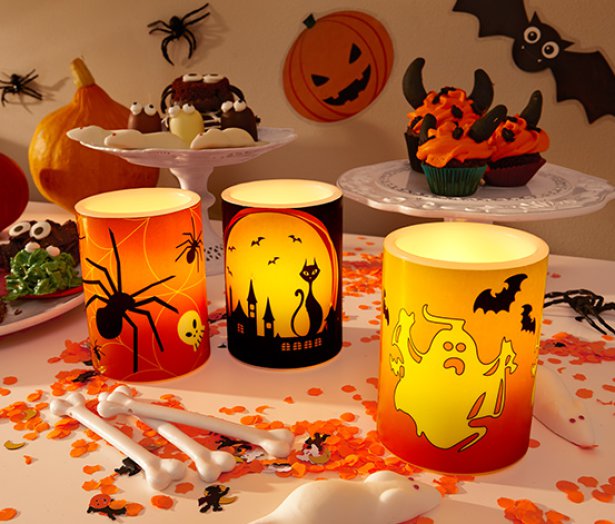 3 LED-es gyertya szettben, Halloween