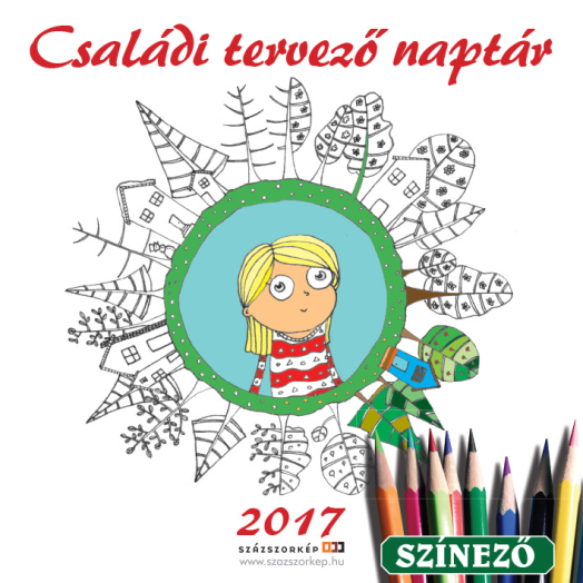 Lemeznaptár Családi tervező színező 30x30cm