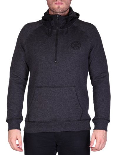 WOVEN DETAIL 1/2 ZIP POPOVER HOODIE