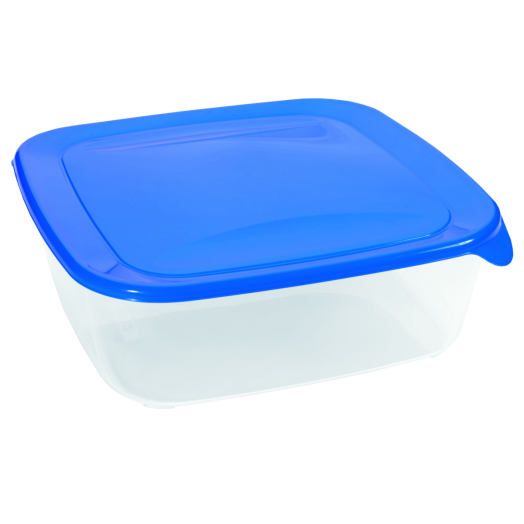 FRESH&amp;GO ÉTELTARTÓ DOBOZ 2,9L       NÉGYSZÖGLETES ÁTLÁTSZÓ/SÖTÉTKÉK