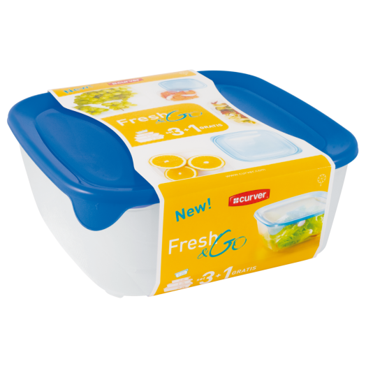 FRESH&GO ÉTELTARTÓ SZETT 4DB-OS 0,8L+1,7L+0,9L+0,25L ÁTLÁTSZÓ/S.KÉK