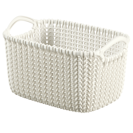 KNIT KOSÁR 3L FEHÉR TÉGLALAP        13,7X16,7X24,7CM MŰANYAG