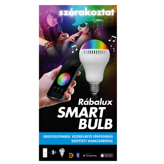 SMART ZENÉLŐ FÉNYFORRÁS E27 3W RGB  6000K BLUETOOTH VEZÉRLÉS