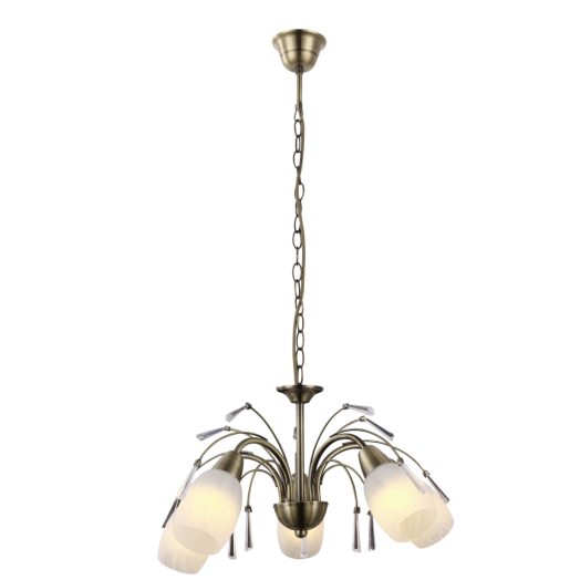 FORREST CSILLÁR 5*E14 40W           BRONZ, ÜVEG D:52CM