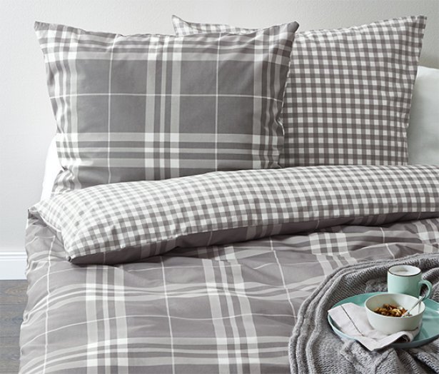 Kétoldalas renforcé ágynemű, szürke, 1 személyes