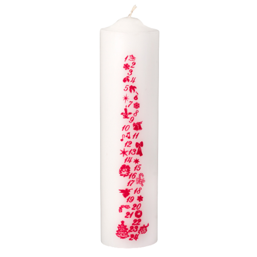 ADVENTI GYERTYA TÖRZS MINTÁS FEHÉR 190 MM KARÁCSONY 2014