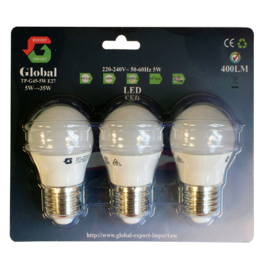 LED GÖMB IZZÓ SMD E14 5W G45 396LM 3000K 3DB/CSOMAG