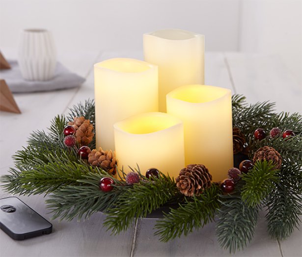 LED-es adventi koszorú, 4 gyertyával