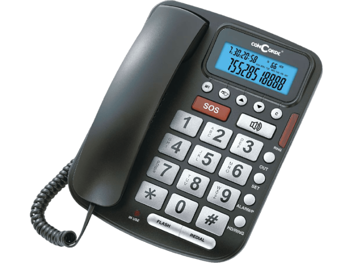 5030 asztali telefon időseknek, fekete színben