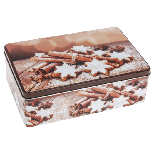 TÁROLÓDOBOZ FEDELES 20,2X13,2X6,7CM MÉZESKALÁCS MINTÁVAL, NÉGYSZÖGLETES