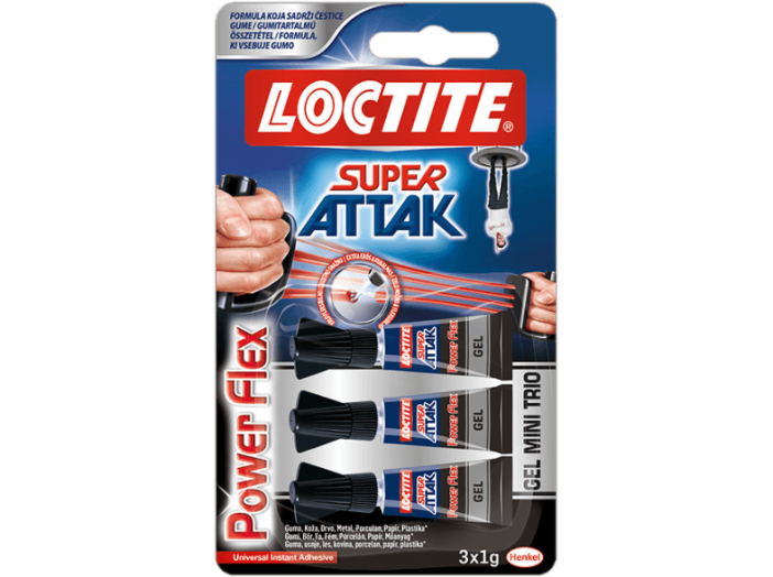 H1880803 Loctite Super Attack Power Flex mini trio gél, 3x1g