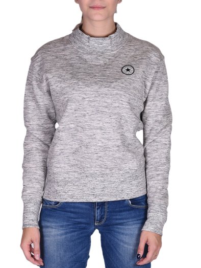 QUILTED MOCK NECK CREW