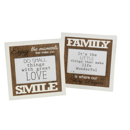 KÉPKERET 21X20,5CM, VINTAGE "SMILE/FAMILY", MDF