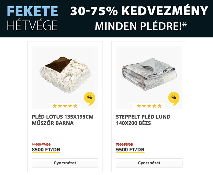 JYSK Black Friday pléd akciók