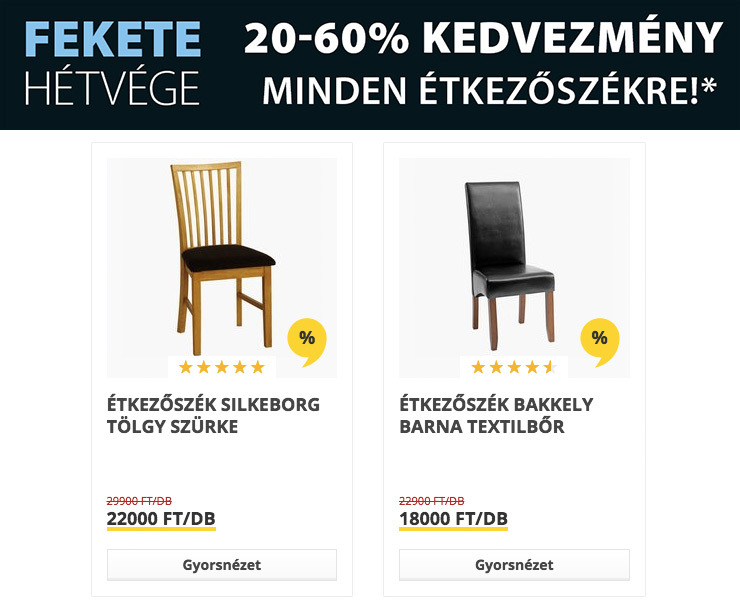JYSK Black Friday étkezőszék akciók