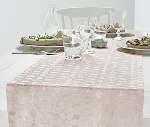 Jacquard asztali futó, bézs