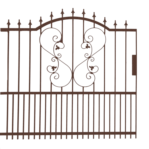 KERÍTÉSELEM ELMA NAGYKAPU JOBB ÍVES BRONZ 1700X1580X25MM