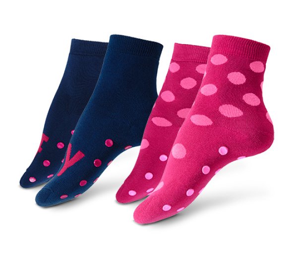 2 pár gyerek zokni csúszásgátlóval, kék-pink