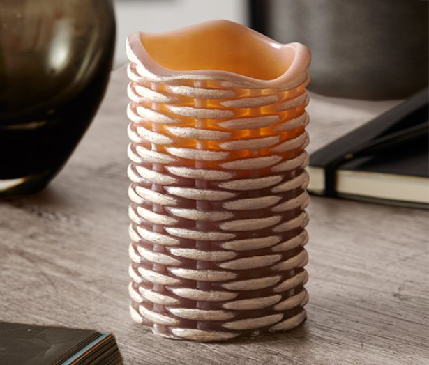 Led-es valódi viaszgyertya, rattan