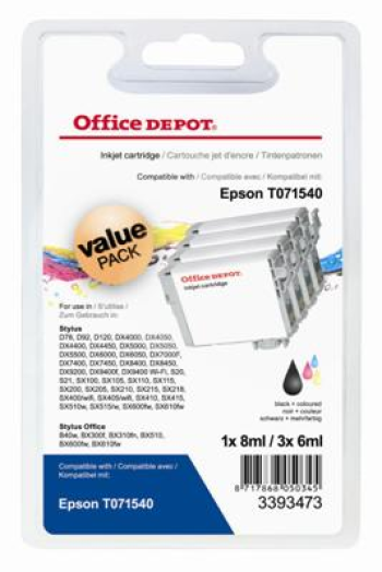 Office Depot Epson T071540 patron multipack, CMYK