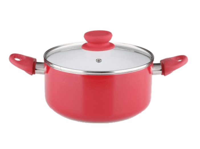 YON 10212 kerámia bevonatos lábas + fedő 22 cm, piros