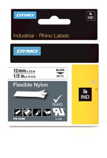 Dymo D1 rugalmas nylon szalag 12mm, fehér