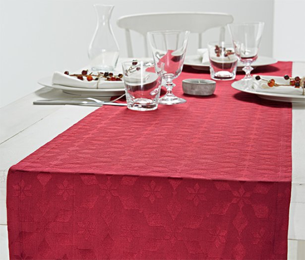 Jacquard asztali futó, piros