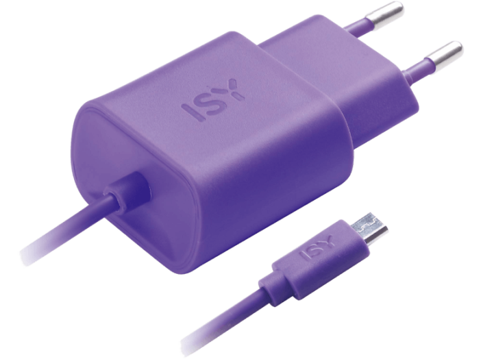 ISY IWC 3000 Micros USB fali töltő kábellel, lila