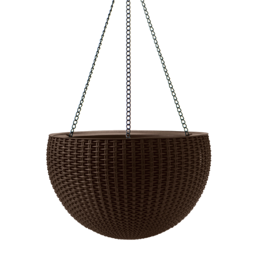 FÜGGŐ KASPÓ &quot;RATTAN STYLE HANGING&quot; BARNA, 35X35X22CM