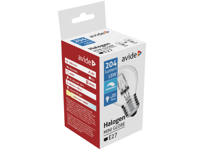 AHMG27WW-18W Halogén Mini Gömb 18W G45 E27
