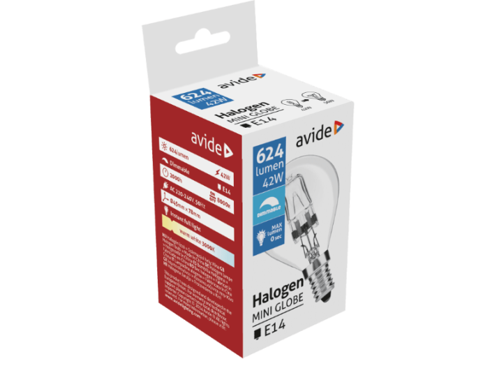 AHMG14WW-42W Halogén Mini Gömb 42W G45 E14