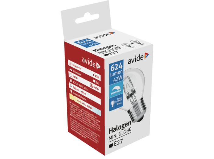 AHMG27WW-42W Halogén Mini Gömb 42W G45 E27