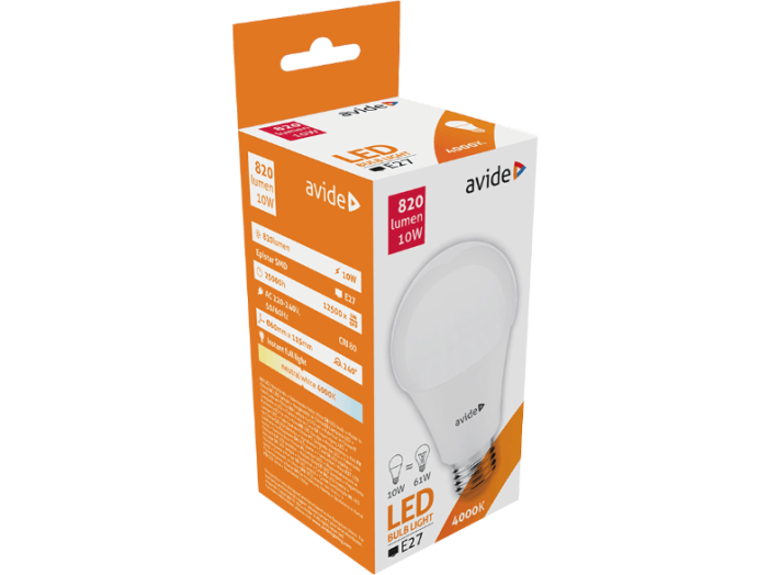 ABG27NW-10W-AP LED Gömb 10W E27 NW Alu+Plastic