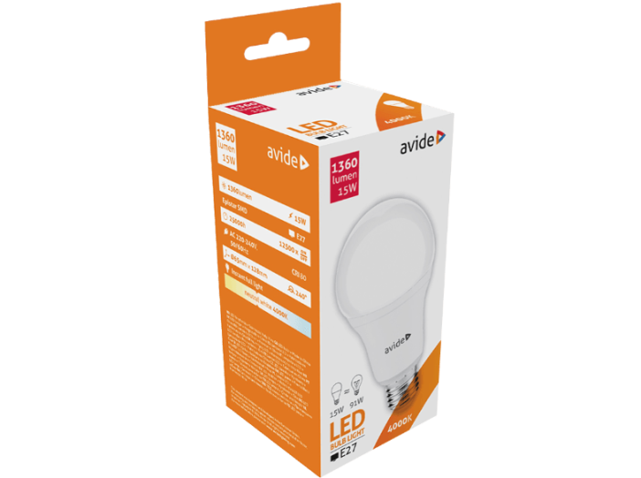ABG27NW-15W-AP LED Gömb 15W E27 NW Alu+Plastic