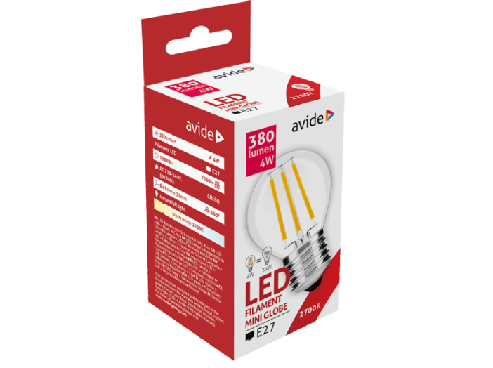 ABLFMG27WW-4W LED Filament Mini Gömb 4W E27 WW