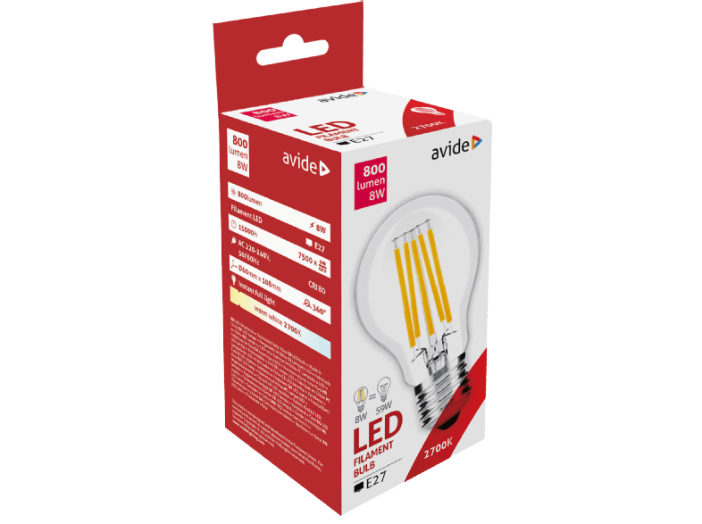 ABLFG27WW-8W LED Filament Gömb 8W E27 WW