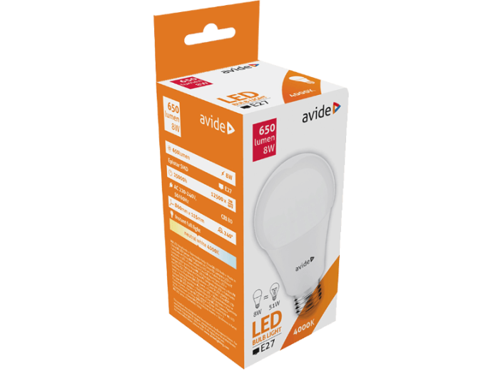 ABG27NW-8W-AP LED Gömb 8W E27 NW Alu+Plastic