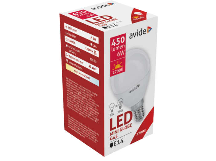 ABMG14EW-6W LED Mini Gömb 6W E14 EW