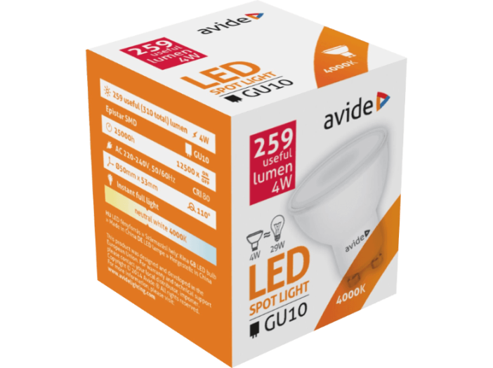 ABGU10NW-4W-AP LED GU10 4W NW Alu+Plastic