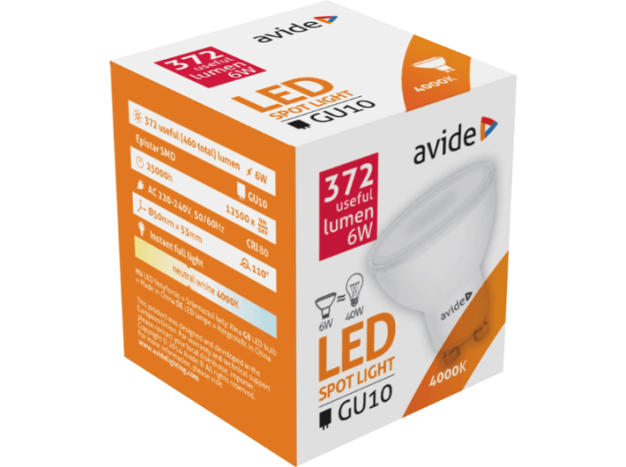 ABGU10NW-6W-AP LED GU10 6W NW Alu+Plastic