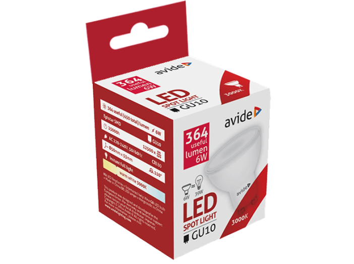 ABGU10WW-6W-AP LED GU10 6W WW Alu+Plastic