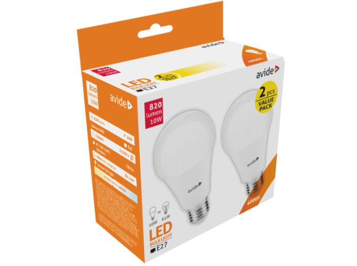 ABG27NW-10W-APTP LED Gömb Twin Pack 10W E27 NW