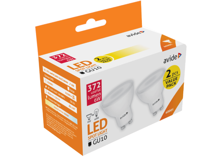 ABGU10NW-6W-APTP LED GU10 Twin Pack 6W NW