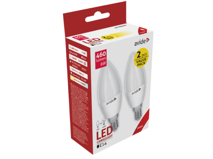 ABC14WW-6W-APTP LED Gyertya Twin Pack 6W E14 WW